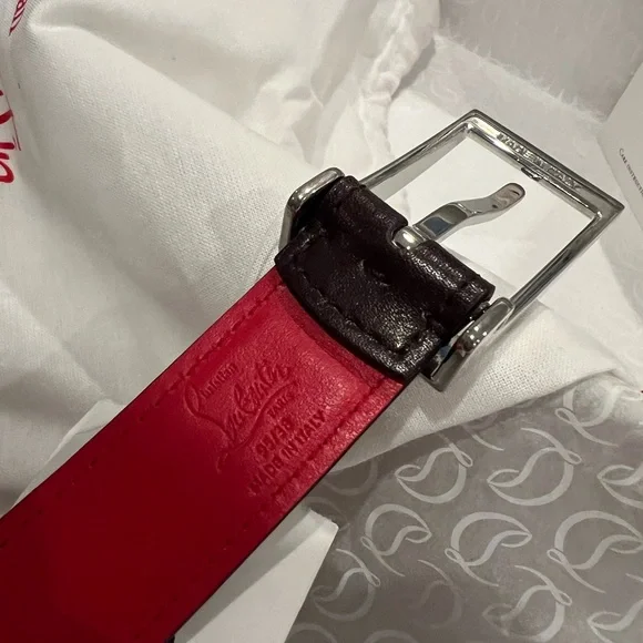 New Christian Louboutin Dark Brown Leather Belt - Picture 6 of 14